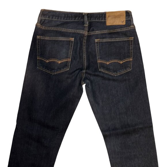 American Eagle Outfitters AEO Skinny Leg Jeans Mens 31 28 Dark Wash Logo Denim - Picture 6 of 8